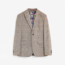 Load image into Gallery viewer, Taupe Check Slim Fit Suit: Jacket - Allsport
