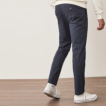 Load image into Gallery viewer, Navy Check Slim Fit Cotton Chino Trousers - Allsport
