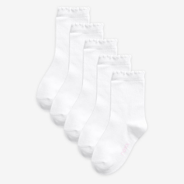 White 5 Pack Ankle Socks  (Kids) - Allsport
