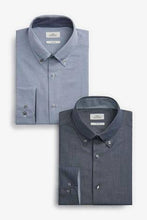 Load image into Gallery viewer, Blue Slim Fit Plain And Check Shirts Two Pack - Allsport
