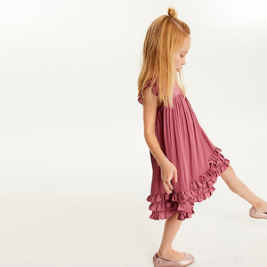 Pink Ruffle Satin Dress (3-12yrs)