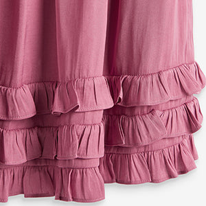 Pink Ruffle Satin Dress (3-12yrs)