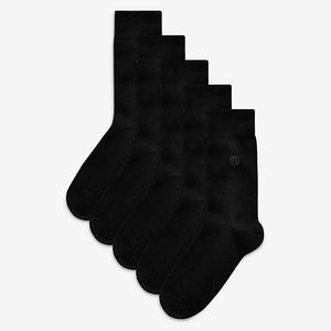 Black Embroidered Logo 5 Pack Socks - Allsport
