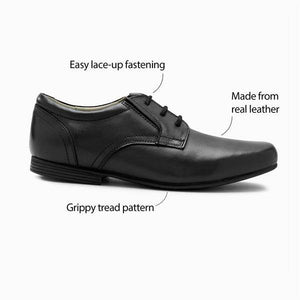 Black Leather Formal Lace-Up Shoes (Older) - Allsport