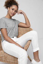 Load image into Gallery viewer, WHITE LINEN TAPER TROUSERS - Allsport
