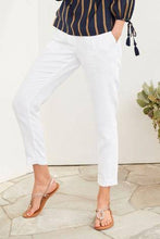 Load image into Gallery viewer, WHITE LINEN TAPER TROUSERS - Allsport
