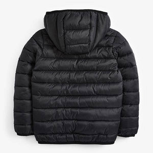 Black Shower Resistant Puffer Jacket (3-12yrs) - Allsport