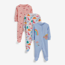 Load image into Gallery viewer, Bleu Dinosaur 3 Pack Appliqué Character Sleepsuits (0-18mths) - Allsport
