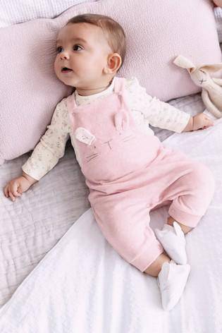 Pink Character Dungarees Velour  (up tp 18 months) - Allsport