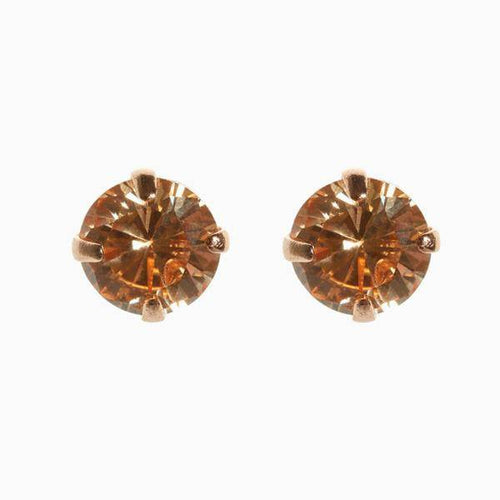 Sterling Silver Rose Gold Plated Cubic Zirconia Stud Earrings - Allsport