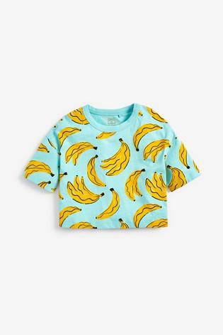 Banana Print GOTS Organic Cotton Slouchy Crop T-Shirt - Allsport