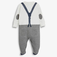 Load image into Gallery viewer, Grey/White Smart Dress Up Sleepsuit (0mths-2yrs) - Allsport
