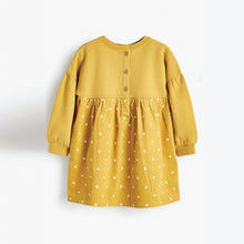Load image into Gallery viewer, Ochre Yellow Spot Cord Raglan Sleeve Dress (3mths-6yrs) - Allsport
