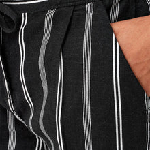 Load image into Gallery viewer, Black and White Stripe Linen Blend Shorts - Allsport
