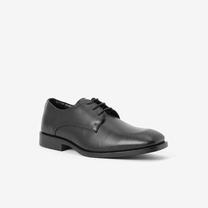Black Leather Square Toe Derby Shoes - Allsport