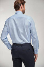 Load image into Gallery viewer, Blue Regular Fit Easy Iron Button Down Shirt With Trim Detail And Navy Tie - Allsport
