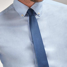 Load image into Gallery viewer, Blue Regular Fit Easy Iron Button Down Shirt With Trim Detail And Navy Tie - Allsport
