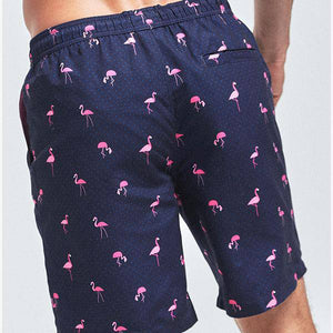 Navy Flamingo Print Swim Shorts - Allsport