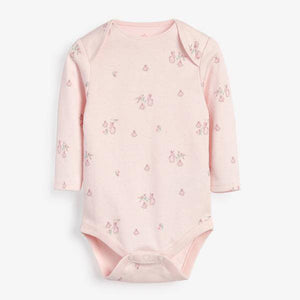 Pink 4 Pack Bunny Long Sleeve Bodysuits (0mths-18mths) - Allsport