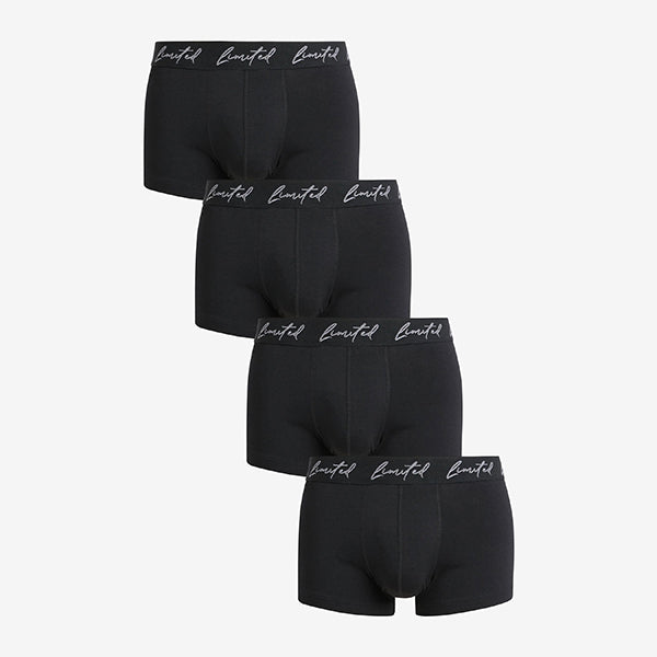 Black Limited Waistband Hipster Boxers 4 Pack