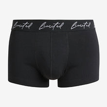Load image into Gallery viewer, Black Limited Waistband Hipster Boxers 4 Pack
