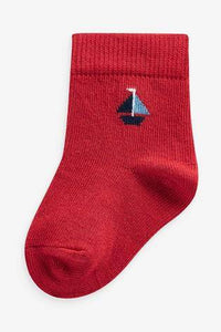 Navy/Red 3 Pack Boat Socks  (up to 2yrs) - Allsport