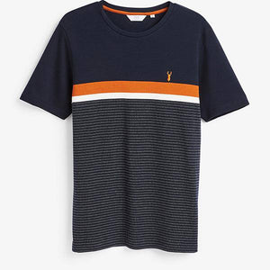 Navy/Orange Block Soft Touch Regular Fit T-Shirt - Allsport