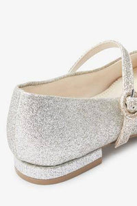 Silver Gold Glitter Heeled Mary Jane Shoes - Allsport