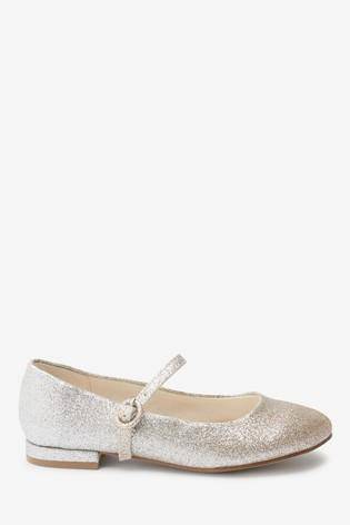 Silver Gold Glitter Heeled Mary Jane Shoes - Allsport