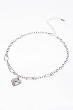 Load image into Gallery viewer, Silver Tone Pave Heart Charm Link Necklace - Allsport
