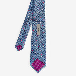 Fuchsia Pink/Blue Textured Ties 2 Pack With Tie Clip