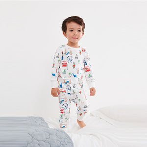 White/Blue/ Red London Dino 3 Pack Snuggle Pyjamas (9mths-6yrs) - Allsport