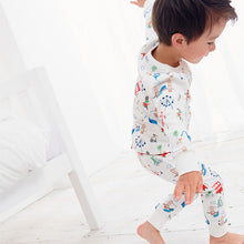 Load image into Gallery viewer, White/Blue/ Red London Dino 3 Pack Snuggle Pyjamas (9mths-6yrs) - Allsport

