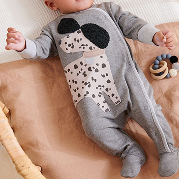 Monochrome Dog Baby 3 Pack Sleepsuits (0mths-18mths) - Allsport