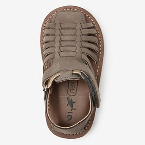 Grey Leather Sandals (Younger Boys) - Allsport