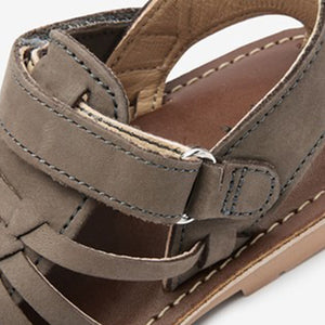 Grey Leather Sandals (Younger Boys) - Allsport