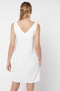 White Linen Blend Shift Dress - Allsport