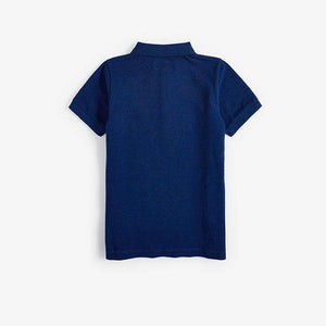 Textured Poloshirt Short Sleeves Cobalt (3-12yrs) - Allsport
