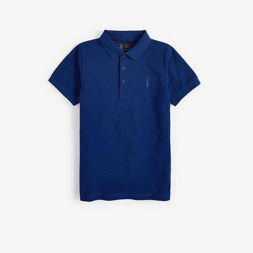 Textured Poloshirt Short Sleeves Cobalt (3-12yrs) - Allsport
