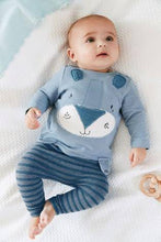Load image into Gallery viewer, Blue Animal Appliqué Stretch T-Shirt And Leggings Set (0MTH-18MTHS) - Allsport
