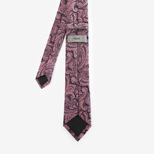 Load image into Gallery viewer, Pink Paisley Slim Tie With Tie Clip
