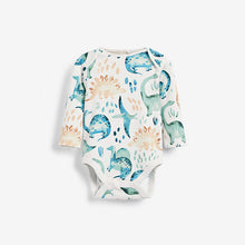 Load image into Gallery viewer, Baby 5 Pack Blue Dinosaur Long Sleeve Bodysuits (0mths-12mths) - Allsport
