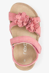 Corkbed Leather Flower Pink Sandals - Allsport