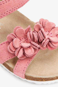 Corkbed Leather Flower Pink Sandals - Allsport