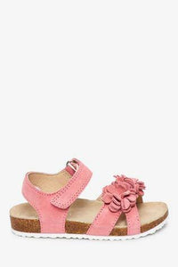 Corkbed Leather Flower Pink Sandals - Allsport