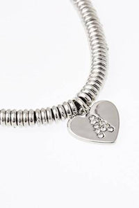 Silver Tone Initial Charm Pully Bracelet - Allsport