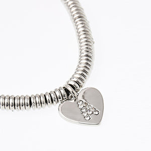 Silver Tone Initial Charm Pully Bracelet