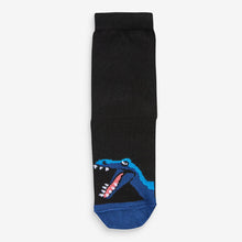 Load image into Gallery viewer, Black 7 Pack Cotton Rich Muted Dino Socks (Kids) - Allsport
