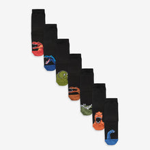 Load image into Gallery viewer, Black 7 Pack Cotton Rich Muted Dino Socks (Kids) - Allsport
