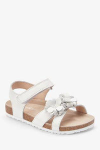 Corkbed Leather White Flower Sandals - Allsport
